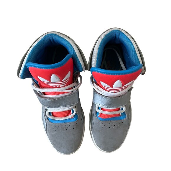 Adidas Kids High-Top Sneakers Youth Size 6.5 Gray & Red - Picture 3 of 8